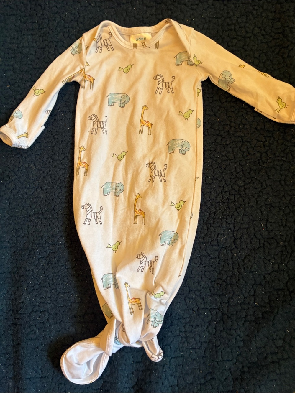 aden + anais white Safari Knot Gown with Animal Print